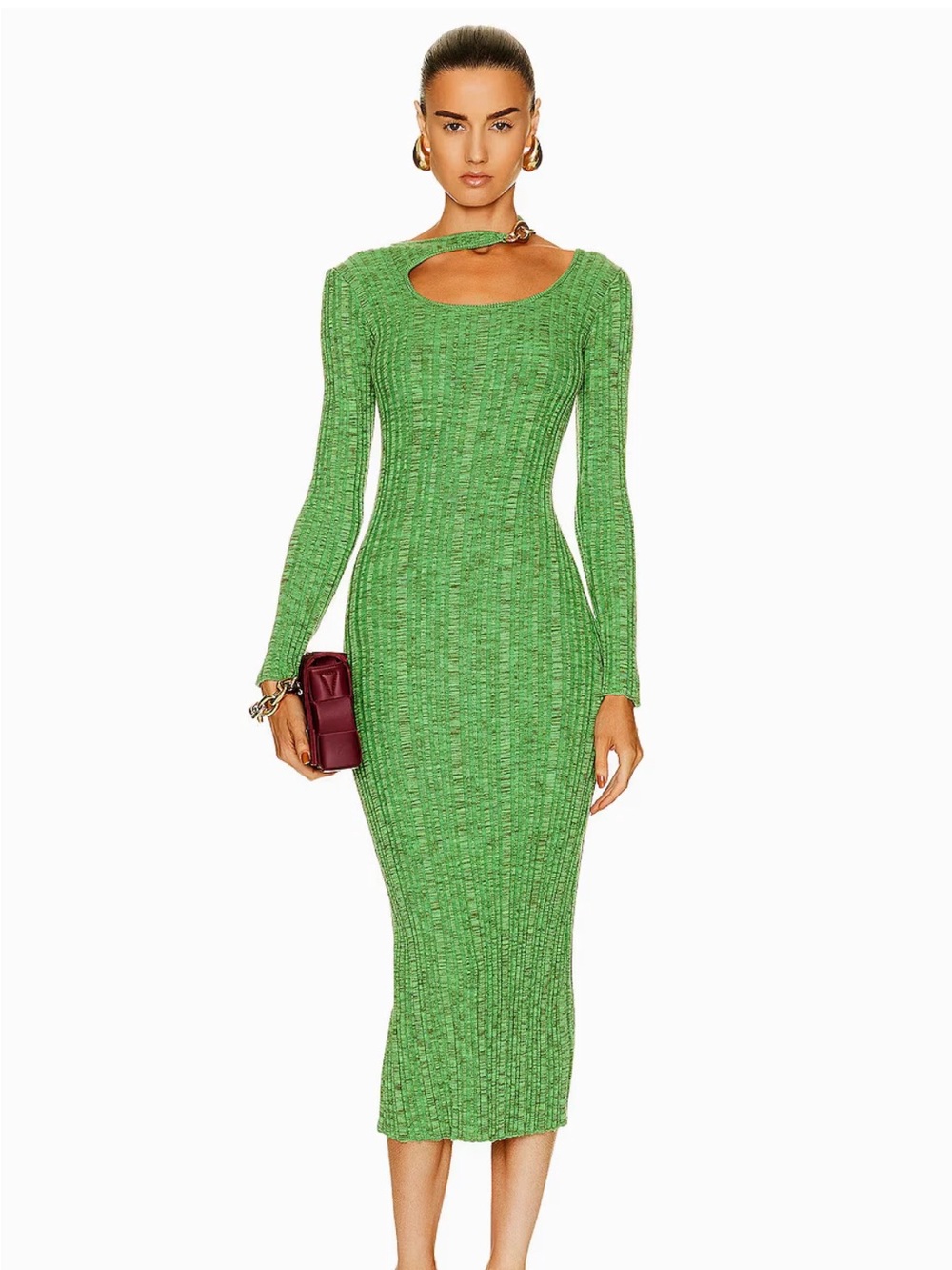 NWT Cult Gaia Ebba Knit Dress emerald green size xl midi dress